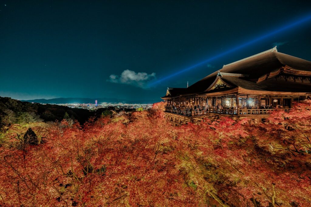 temple, autumn, travel